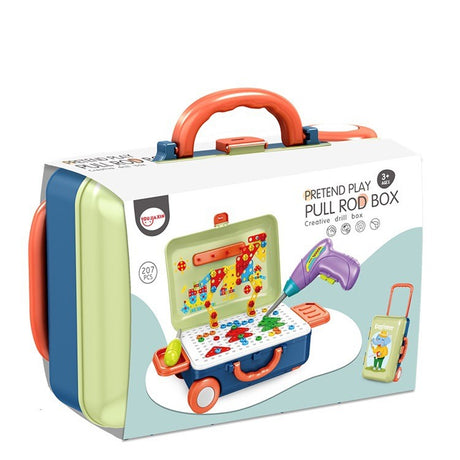 JUCARIE EDUCATIVA PENTRU COPII, VIVIMALL, SET 207 PIESE, 6 IN 1, VALIZA CU BORMASINA, VERDE - vivimall.ro