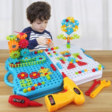 Jucarie Educativa Si Interactiva, Set De Constructie Puzzle Din Abs Cu Bormasina Pentru Dezvoltatea Creativitatii Si A Indemanarii 2D Si 3D, Valiza, +3, 31X7X25 Cm, 338 Piese - vivimall.ro