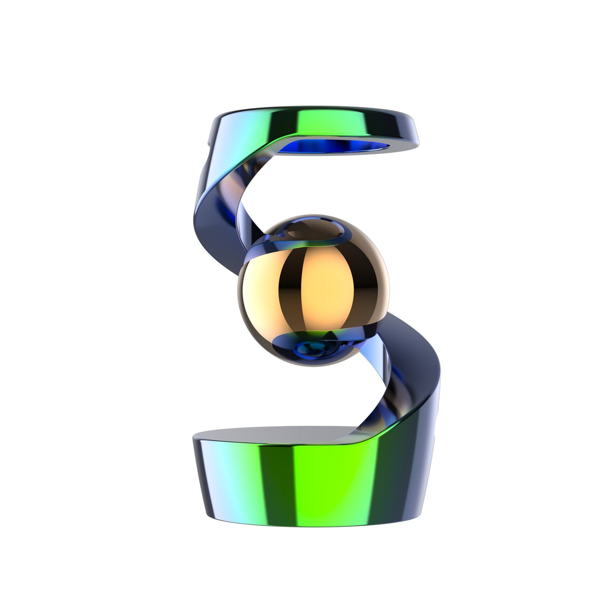 Giroscop levitant Flippy fidget spinner anti-stres din metal, 65x42x42 mm, 145 g, multicolor, vedere frontală