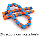 Jucarie Senzoriala Antistres, Fidget Toys, Puzzle De Imbinat Tip Sarpe, 24 Piese, +3 Ani, Portocaliu/Albastru - vivimall.ro