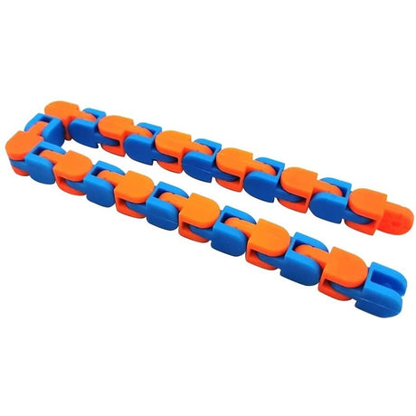 Jucarie Senzoriala Antistres, Fidget Toys, Puzzle De Imbinat Tip Sarpe, 24 Piese, +3 Ani, Portocaliu/Albastru - vivimall.ro
