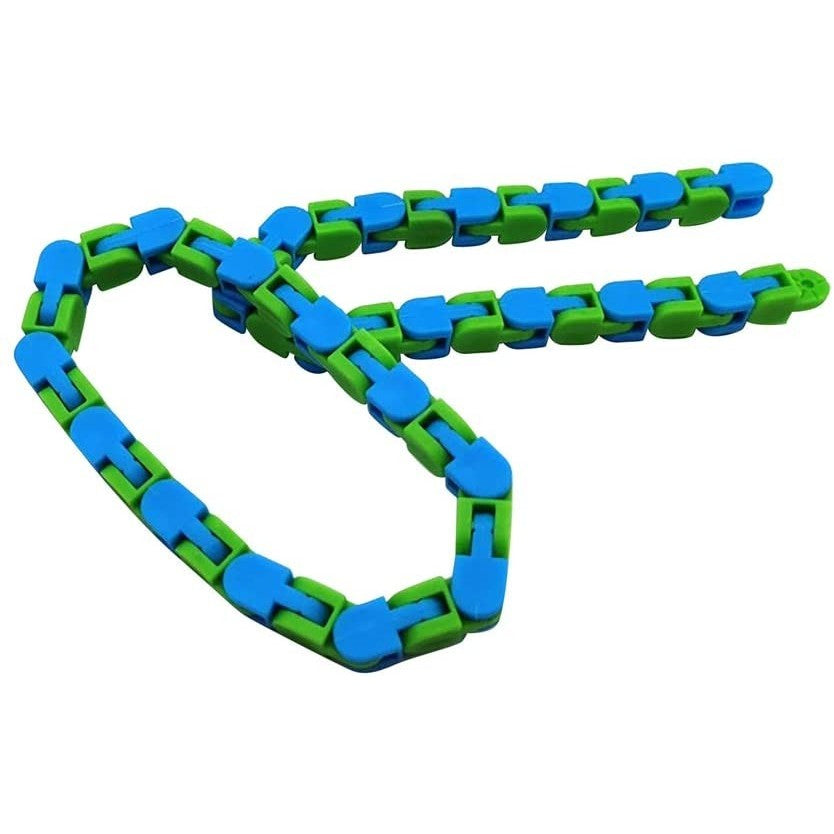 Jucarie Senzoriala Antistres - Puzzle De Imbinat Tip Sarpe, 24 Piese, +3 Ani, Verde/Albastru - vivimall.ro