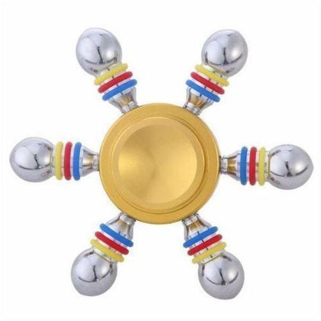 Jucarie Interactiva Antistres Fidget Spinner, Demontabila, Metalica, 6 Parti, Auriu - vivimall.ro
