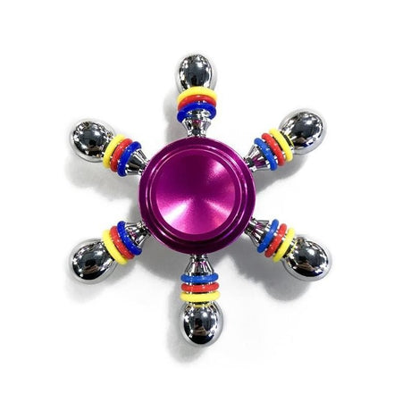 Jucarie Interactiva Antistres Fidget Spinner, Demontabila, Metalica, 6 Parti, Mov - vivimall.ro