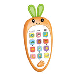 Jucarie Interactiva, Flippy, Telefon Inteligent, Model Morcov, Functii Educative, Muzicale si Voce, 4-6 ani, 19 x 11.5 cm, din Plastic, Portocaliu