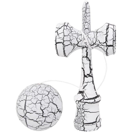 Kendama X Originala, Profesionala, Vivimall, Cracked, din Lemn, 18 cm, Alb/Negru - vivimall.ro