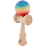 Kendama X Originala, Profesionala, Super Sticky, din Lemn, 18 cm, Rosu/ Galben/ Albastru - vivimall.ro