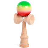 Jucarie Interactiva Kendama Profesionala, Flippy, din Lemn, 18 cm, Joc de Indemanare pentru Copii si Adulti, Model 3 Gradient Verde Galben Rosu