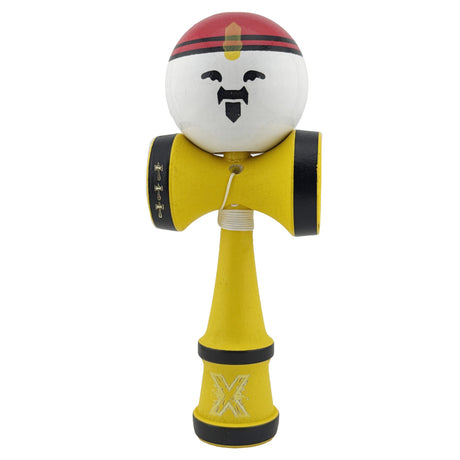 Kendama X Originala, Profesionala, Flippy, Big Cups V2, Model Rege Super Sticky Legendary Cupe Mari, Rulment Metalic cu Ata 55 cm, Maner Galben - vivimall.ro