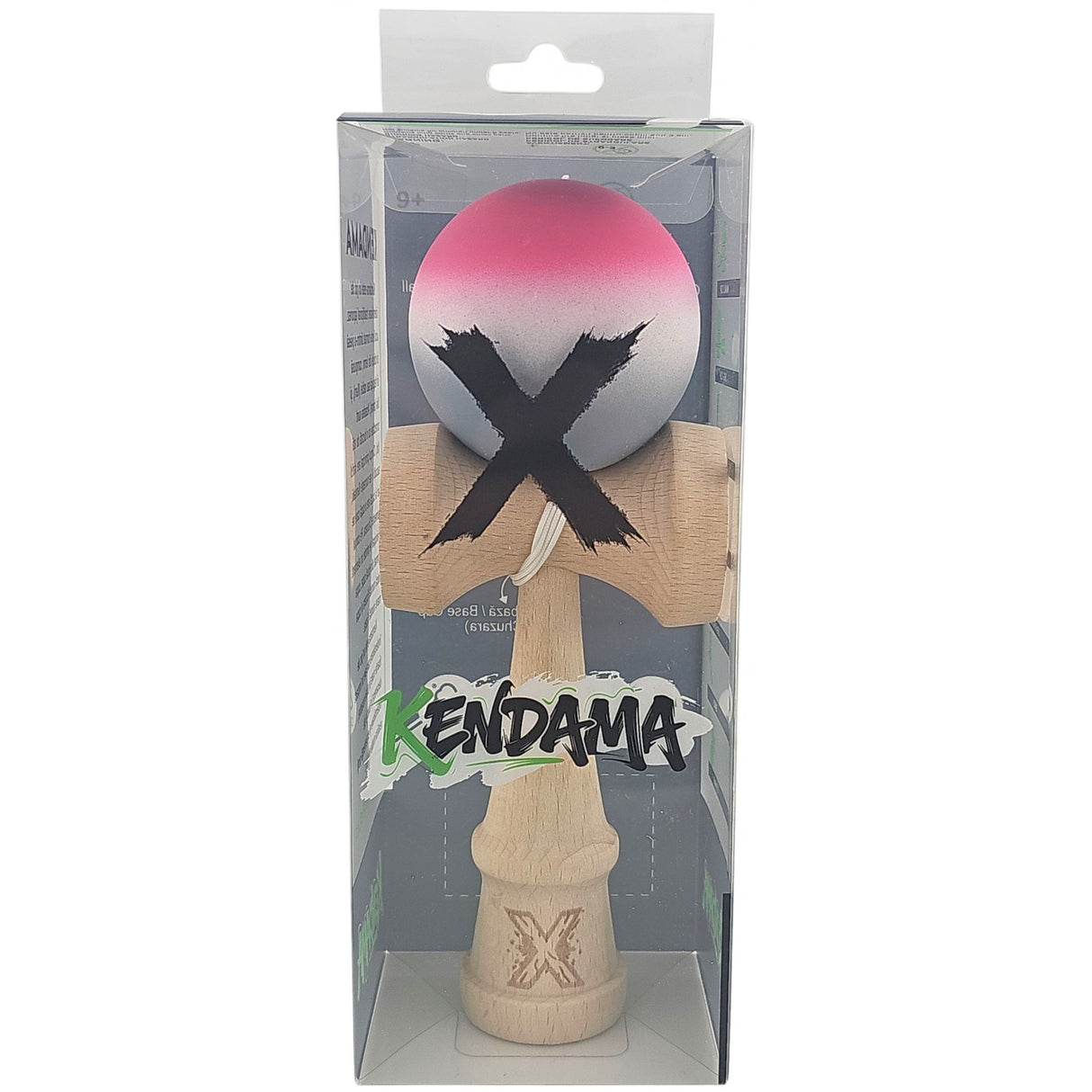 Jucarie Interactiva Kendama X Profesionala, Vivimall, din Lemn, Rubber Grip, 18 cm, Roz/Alb/Gri - vivimall.ro