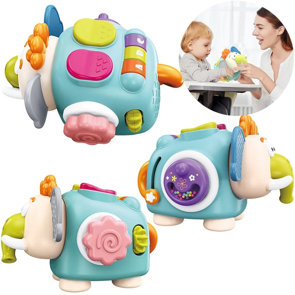 Jucarie interactiva Montessori, Vivimall, Jucarie pentru Bebelusi, Model Elefant Dragut, din Plastic rezistent, Varsta 18+ luni, 21 x 16 x 14 cm, Verde deschis - vivimall.ro