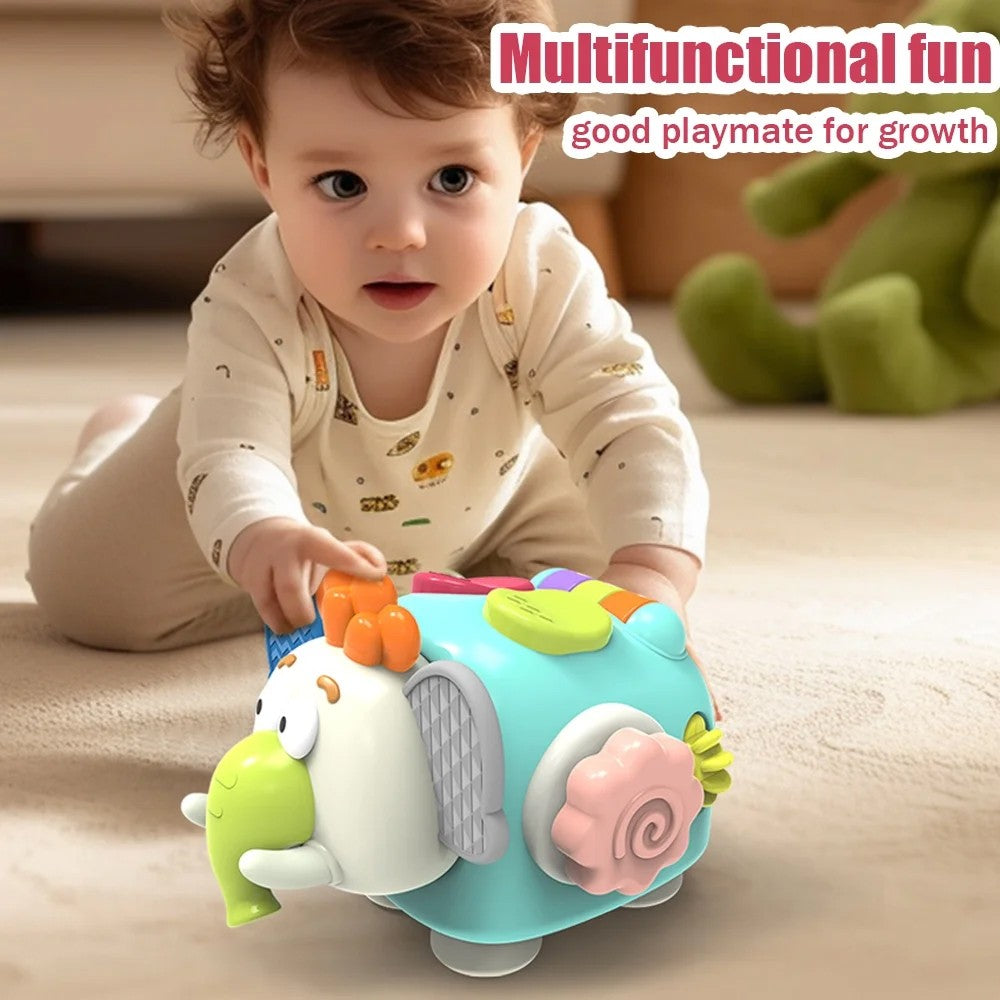 Jucarie interactiva Montessori, Vivimall, Jucarie pentru Bebelusi, Model Elefant Dragut, din Plastic rezistent, Varsta 18+ luni, 21 x 16 x 14 cm, Verde deschis - vivimall.ro