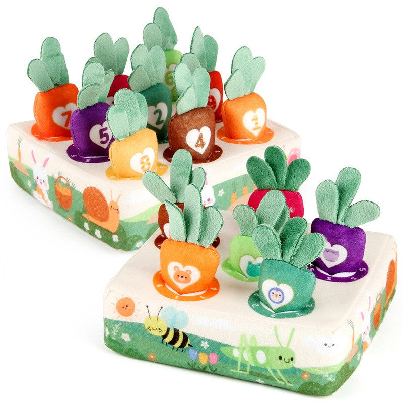 Jucarie Interactiva Montessori, pentru Copii, de Sortat pe Culori, Vivimall, 9 Morcovi si Suport, Multicolor - vivimall.ro