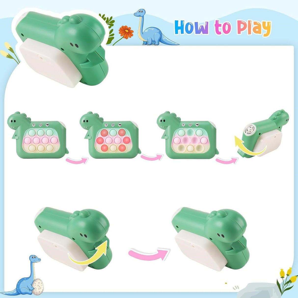 Jucarie Interactiva Pop It Whack A Mole, Tip Consola, Anti-Stres, 4 Moduri De Joc, Din Abs Si Silicon, +3 Ani - vivimall.ro