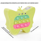 Jucarie Interactiva Tip Consola pentru Copii, Flippy, Diferite Moduri de Joc, 120 Nivele, Material ABS/silicon, cu Nivele, Sunete si Lumini, 12 x 5.5 x 13.5 cm cm, Model Fluture, Galben