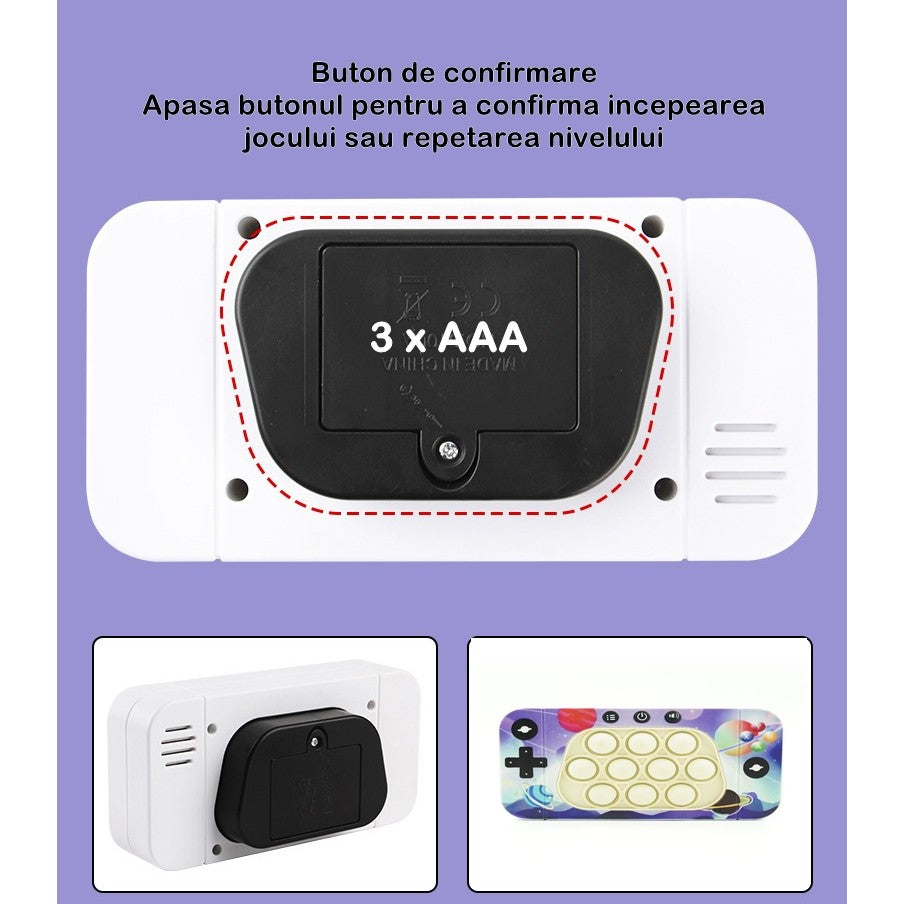 Jucarie Interactiva Tip Consola Pentru Copii Speed Push Whack-A-Mole, Joc De Viteza Pop It, Material Abs/Silicon, Cu Nivele, Sunete Si Lumini - vivimall.ro
