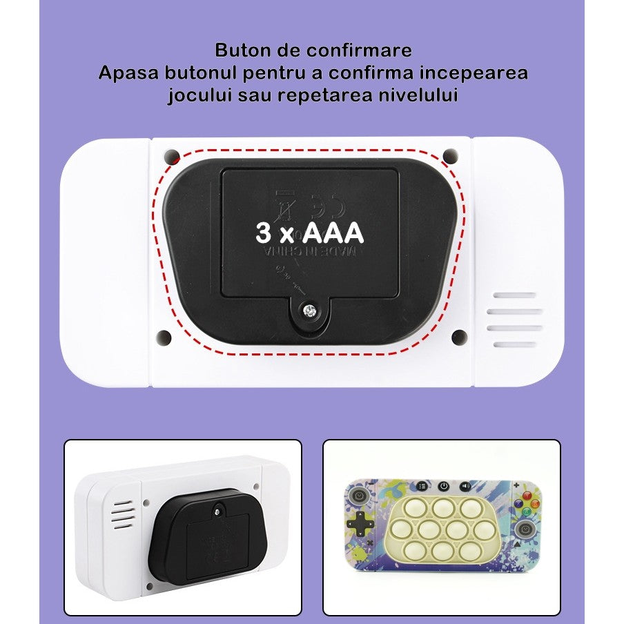 Jucarie Interactiva Tip Consola Pentru Copii Speed Push Whack-A-Mole, Joc De Viteza Pop It, Material Abs/Silicon, Cu Nivele, Sunete Si Lumini - vivimall.ro