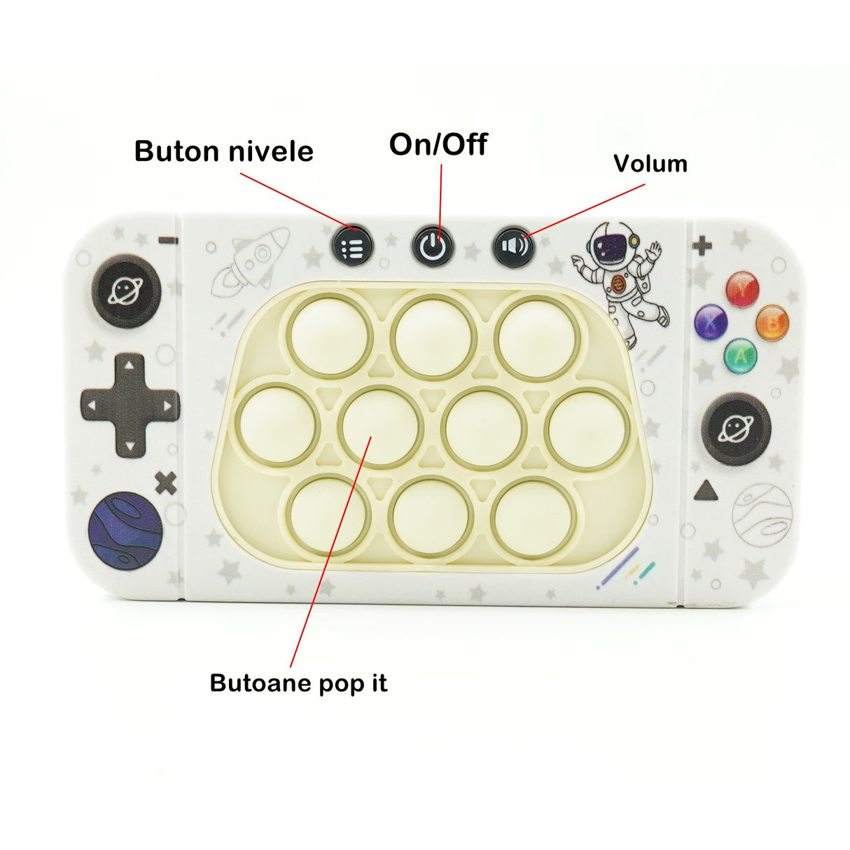 Jucarie Interactiva Tip Consola Pentru Copii Speed Push Whack-A-Mole, Joc De Viteza Pop It, Material Abs/Silicon, Cu Nivele, Sunete Si Lumini - vivimall.ro
