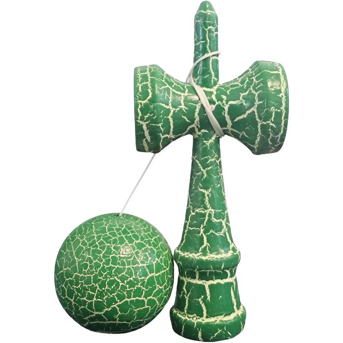 Kendama X Originala, Profesionala, Flippy, Kendama Cracked, din Lemn, 18 cm, Verde Alb