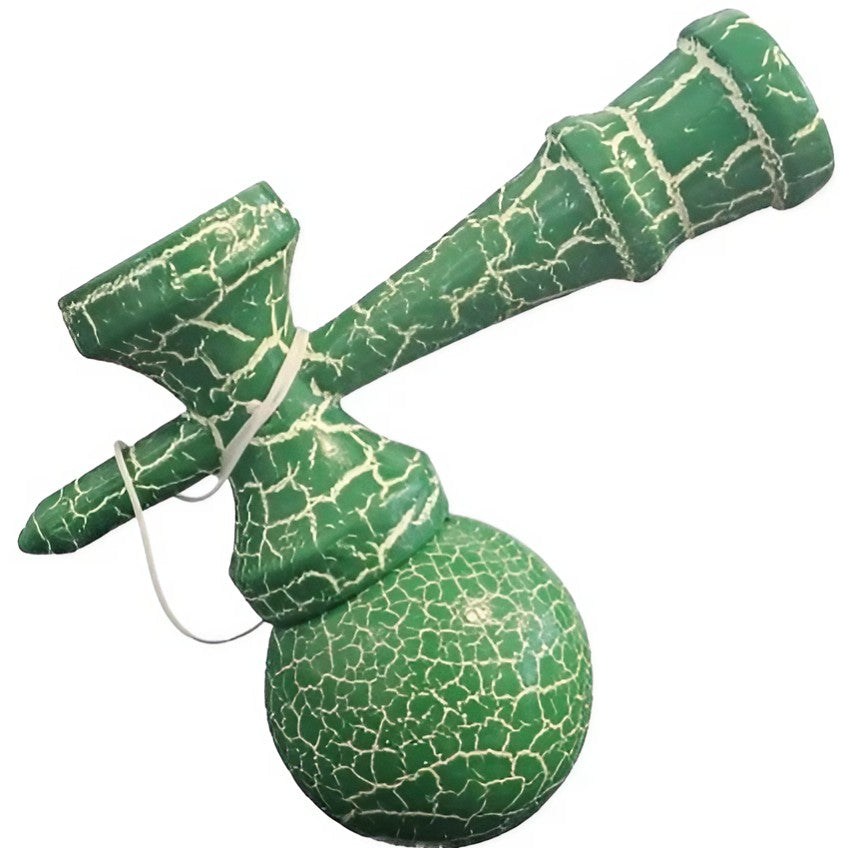 Kendama X Originala, Profesionala, Flippy, Kendama Cracked, din Lemn, 18 cm, Verde Alb