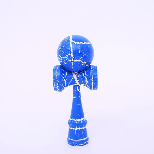 Jucarie Kendama X Originala, Profesionala, Kendama Cracked din Lemn – 18 cm, Joc Interactiv de Indemanare pentru Copii si Adulti, Crack Albastru/ALb - vivimall.ro