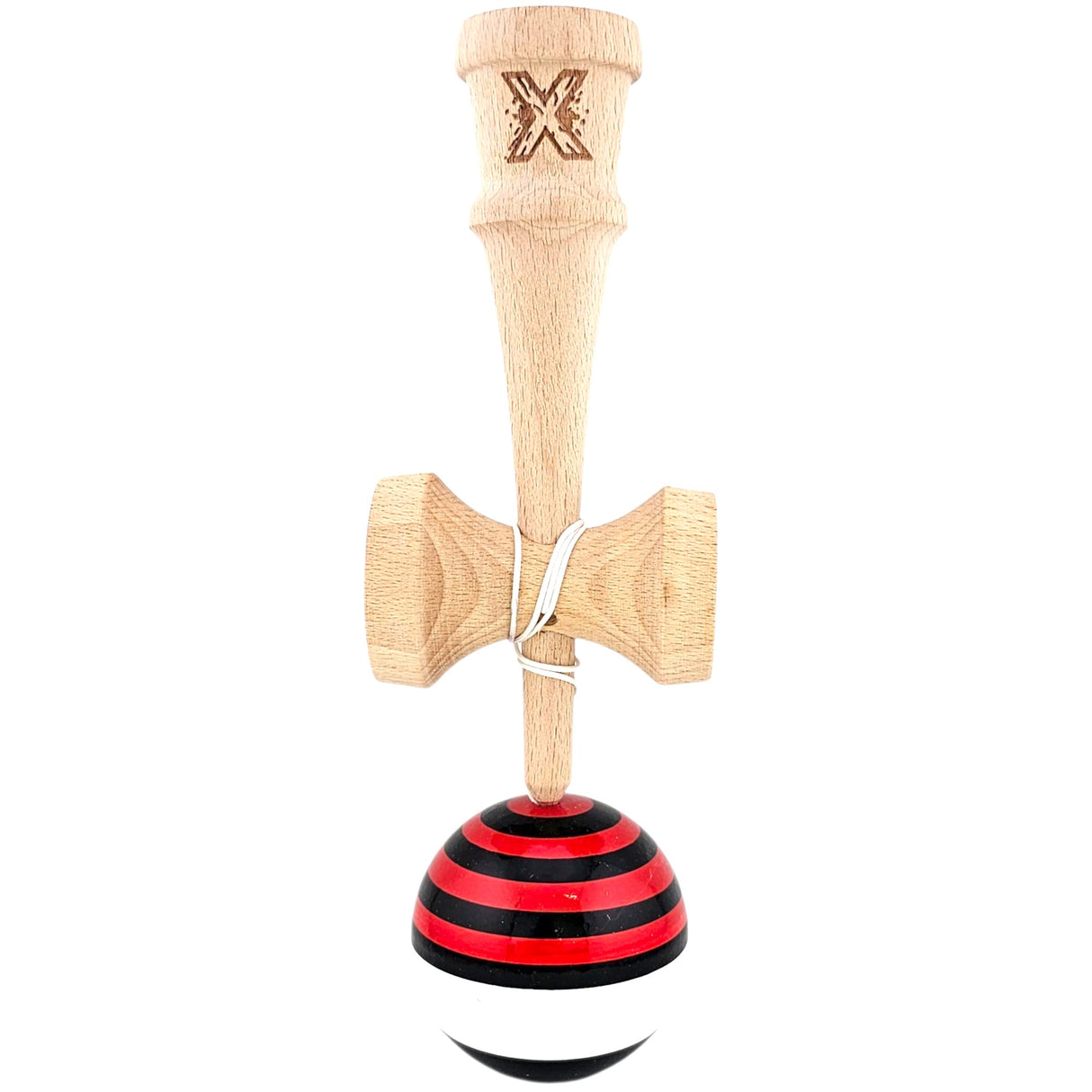 Kendama X Originala, Profesionala, Vivimall, din Lemn, Super Sticky, 18 cm, Rosu/Negru/Alb - vivimall.ro