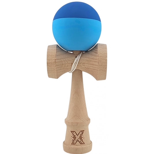 Kendama X Originala, Profesionala din Lemn, Rubber Grip, 18 cm, Albastru/Bleu - vivimall.ro