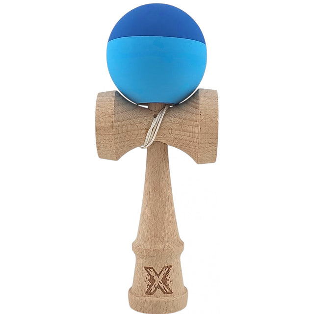 Kendama X Originala, Profesionala, Vivimall, din Lemn, Rubber Grip, 18 cm, Albastru/Bleu - vivimall.ro