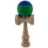 Jucarie Kendama X Originala, Profesionala, Flippy, din Lemn, Rubber Grip, 18 cm, Albastru/Verde
