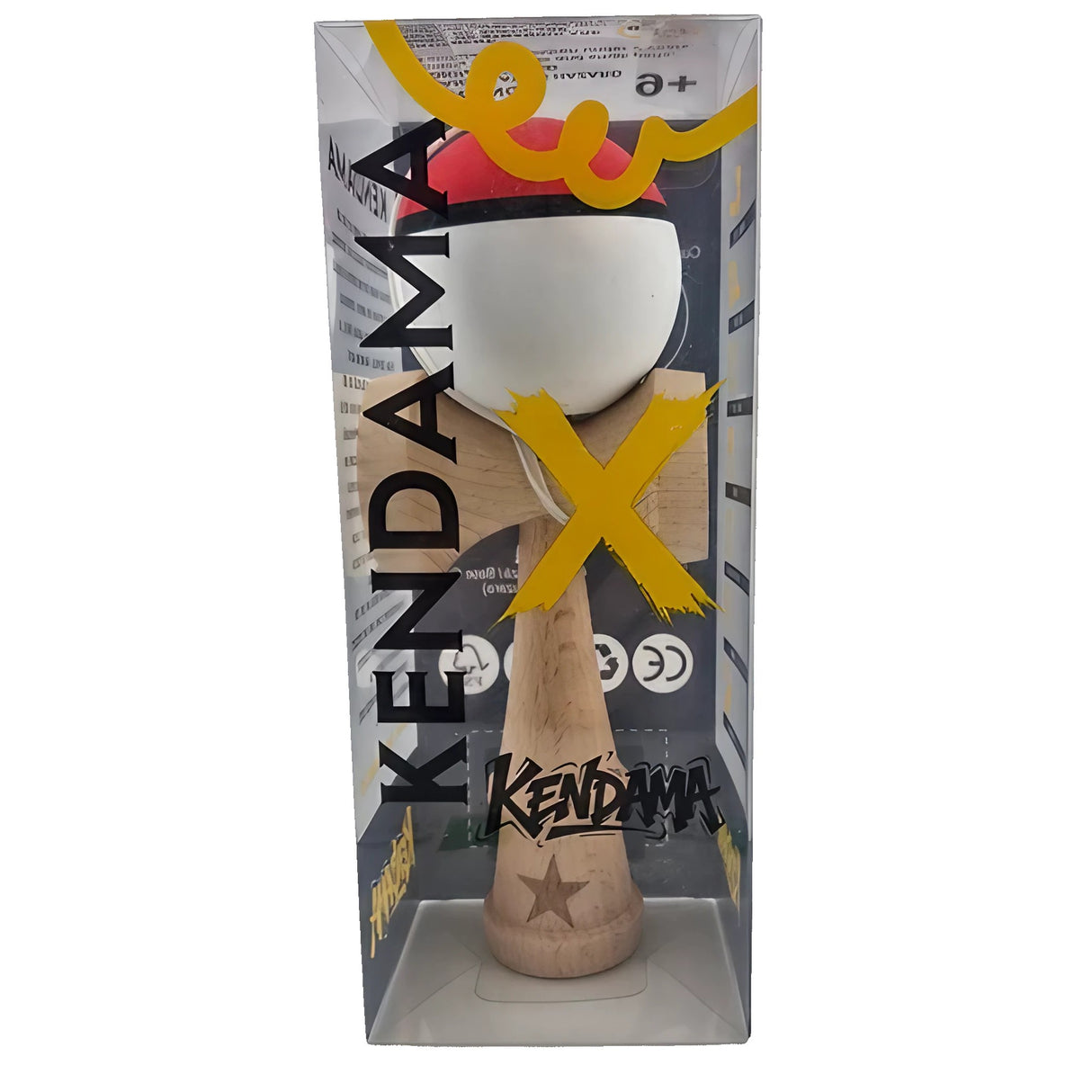 Jucarie Kendama X Originala, Profesionala, Vivimall, din Lemn, Rubber Grip, 18 cm, Rosu/Alb - vivimall.ro