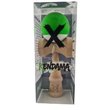Jucarie Kendama X Originala, Profesionala, Vivimall, din Lemn, Rubber Grip, 18 cm, Verde/Alb - vivimall.ro