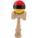 Kendama X Originala, Profesionala, Flippy, Super, Sticky din Lemn, 18 cm, Rosu/Negru/Galben