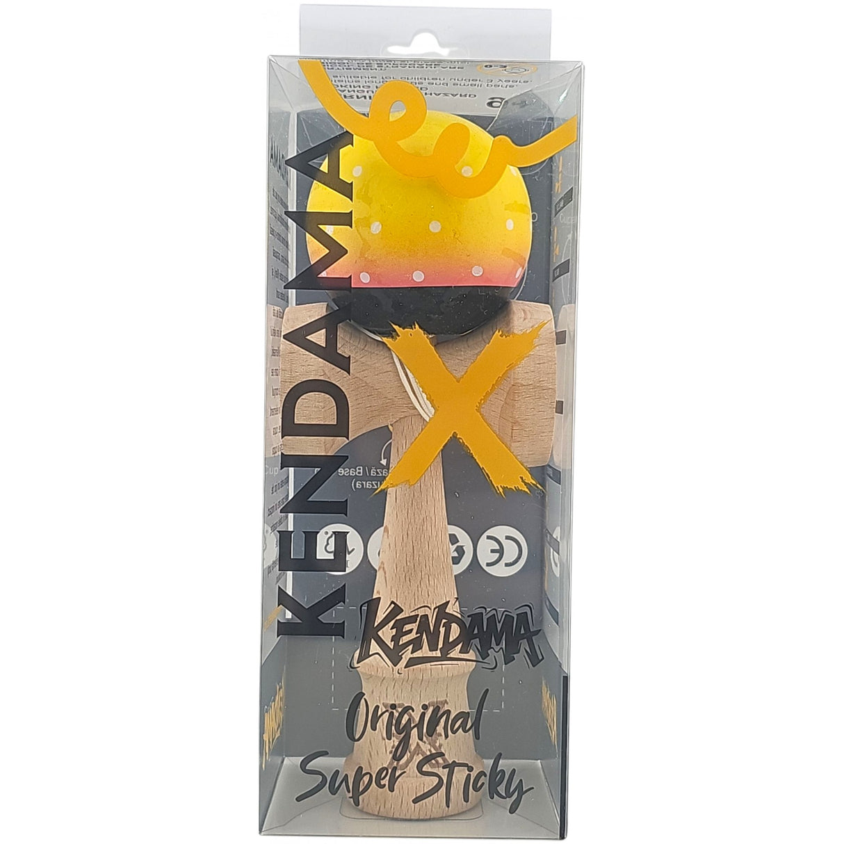Kendama X Originala, Profesionala, Vivimall, din Lemn, Super Sticky, 18 cm, Galben/Roz/Negru - vivimall.ro