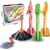 Jucarie Pentru Copii, Lansator De Rachete Cu Piciorul, Un Singur Lansator, 3 Rachete Donozauri Cu Lumini, 30 Cm Inaltime, Model Vulcan, Multicolor - vivimall.ro