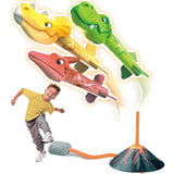 Jucarie Pentru Copii, Lansator De Rachete Cu Piciorul, Un Singur Lansator, 3 Rachete Donozauri Cu Lumini, 30 Cm Inaltime, Model Vulcan, Multicolor - vivimall.ro
