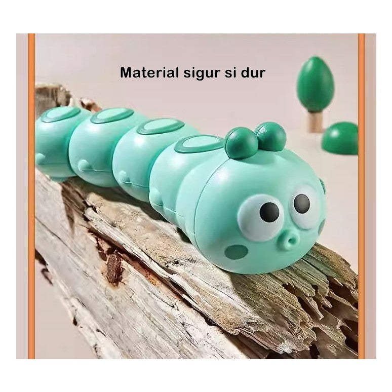 Jucarie Mecanica Pentru Copii Omida Haioasa, Cu Cheita, Distractiva, Se Taraste, Se Misca, 15 X 4 Cm - vivimall.ro