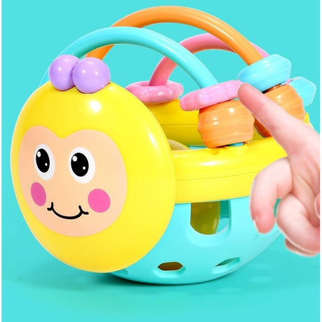 Jucarie Minge pentru Bebelusi, Flippy, pentru Dentitie, Interactiva, 0-12 Luni, Galben-Multicolor