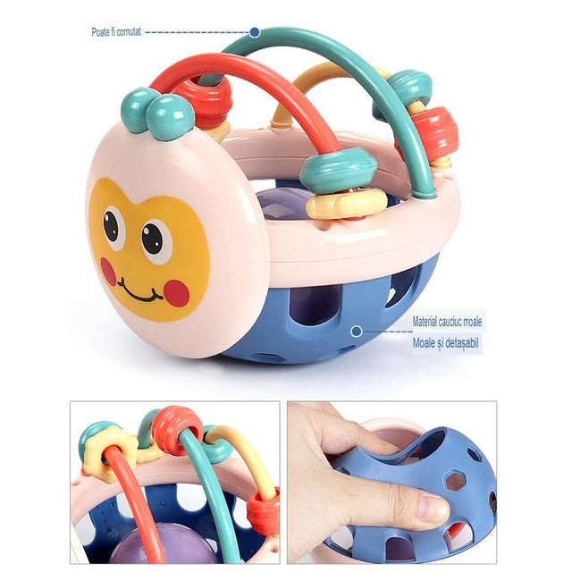 Jucarie Minge Pentru Bebelusi, Pentru Dentitie, Interactiva, 0-12 Luni, Roz-Multicolor - vivimall.ro