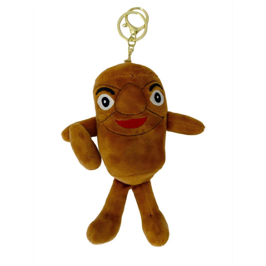 Jucarie Moale de Plus de Tip Breloc, Vivimall, Model Italian Brainrot Omul de Lemn Tung Tung Tung Sahur, 16 x 12 cm, Maro - vivimall.ro