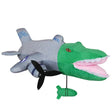 Jucărie de pluș Bombardiro Crocodilo Avion, gama Italian Brainrot, 28x10 cm, culoare verde, cu agățătoare integrată