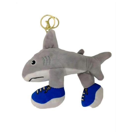 Jucarie Moale de Plus de Tip Breloc, Vivimall, Model Italian Brainrot Rechinul cu Picioare Tralalero Tralala, 18 x 14 cm, Gri - vivimall.ro