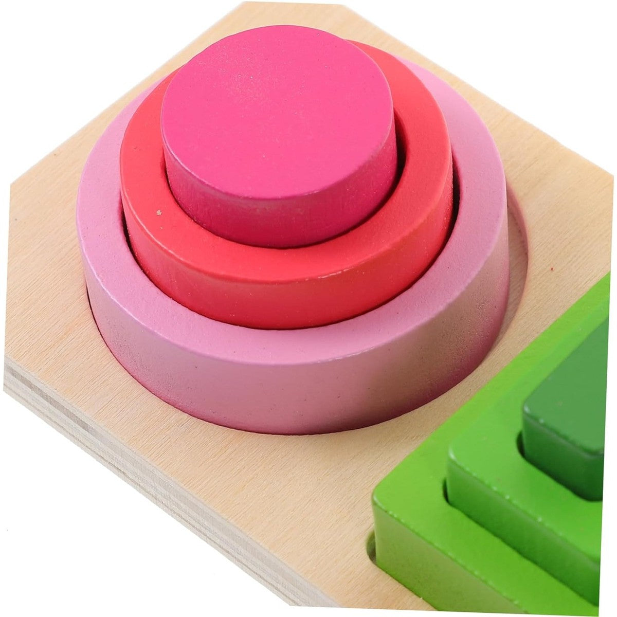 Jucarie Montessori De Sortat, Din Lemn, Tip Puzzle, Cu 5 Forme Asimetrice, 15 Piese, Educativa, Interactiva, Creativa, Materiale Non Toxice, +2 Ani - vivimall.ro