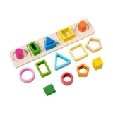 Jucarie Montessori De Sortat, Din Lemn, Tip Puzzle, Cu 5 Forme Asimetrice, 15 Piese, Educativa, Interactiva, Creativa, Materiale Non Toxice, +2 Ani - vivimall.ro