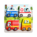 Jucarie Montessori, Vivimall, Tip Puzzle 3D, din Lemn, +36 Luni, Model Masini, 18 x 18 x 1.5 cm, Multicolor - vivimall.ro
