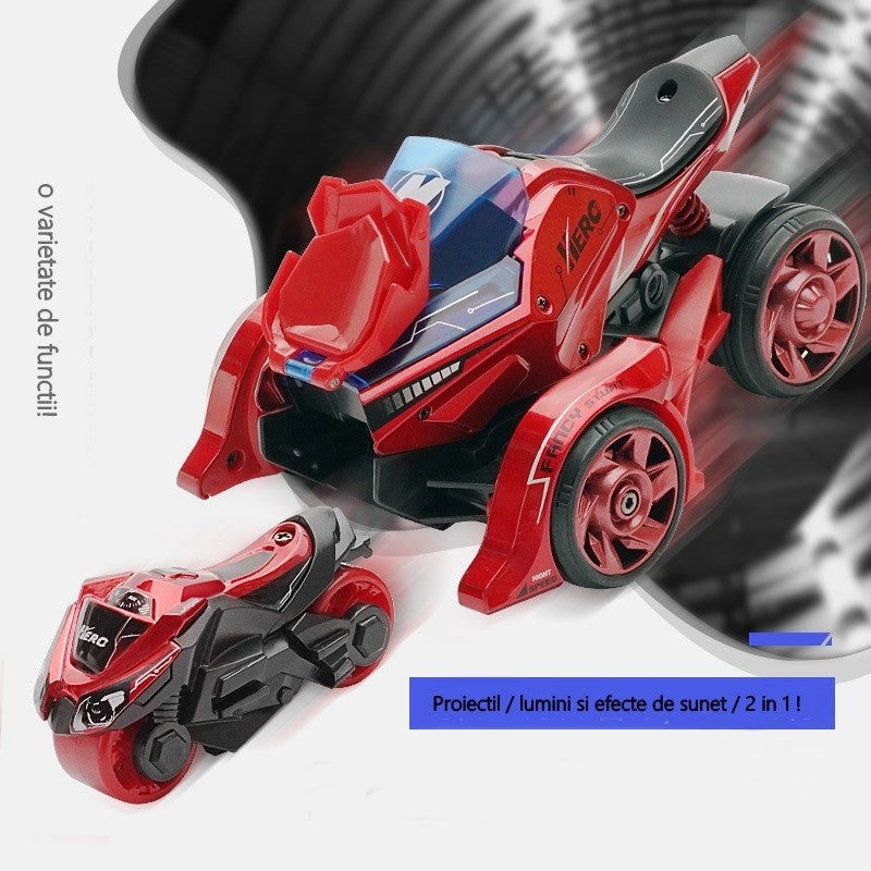 Jucarie Pentru Copii, Masina Cu Extensie De Motocicleta, 2 In 1, Rosie