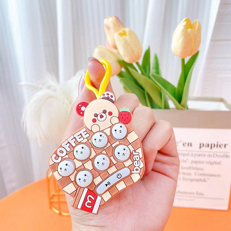 Jucarie Pentru Copii Portabila Joc Gopher, Cu Lumini Si Muzica, Tip Breloc, Model Ursulet, Material Silicon Si Abs - vivimall.ro