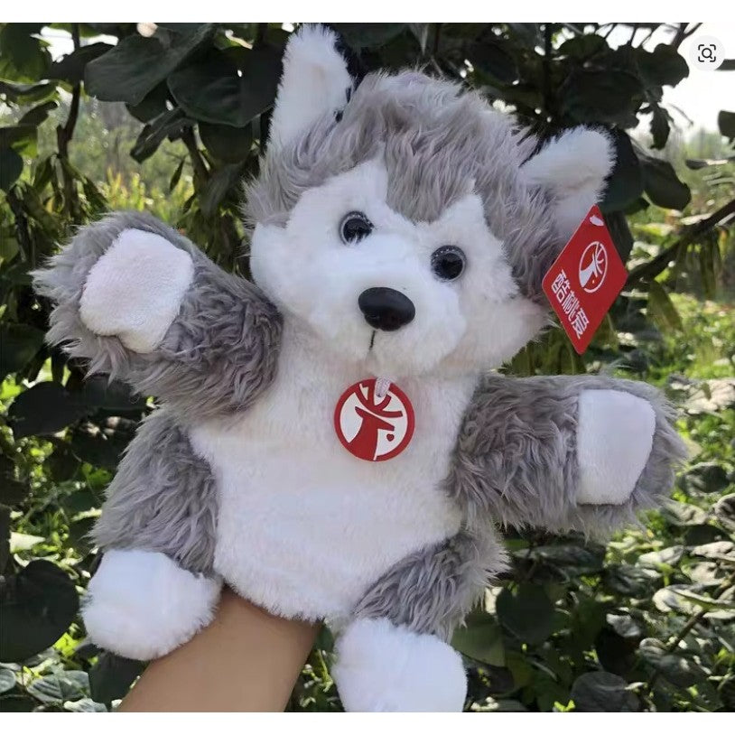 Papusa de Mana pentru Teatru de Papusi, Flippy, din Plus, 25 x 10 x 8 cm, Model Husky, Gri - vivimall.ro