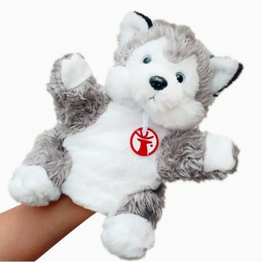 Papusa de Mana pentru Teatru de Papusi, Vivimall, din Plus, 25 x 10 x 8 cm, Model Husky, Gri - vivimall.ro