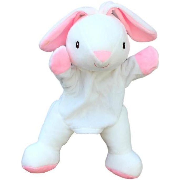 Papusa de Mana pentru Teatru de Papusi, Flippy, din Plus, 25 x 10 x 8 cm, Model Iepure, Alb/Roz - vivimall.ro