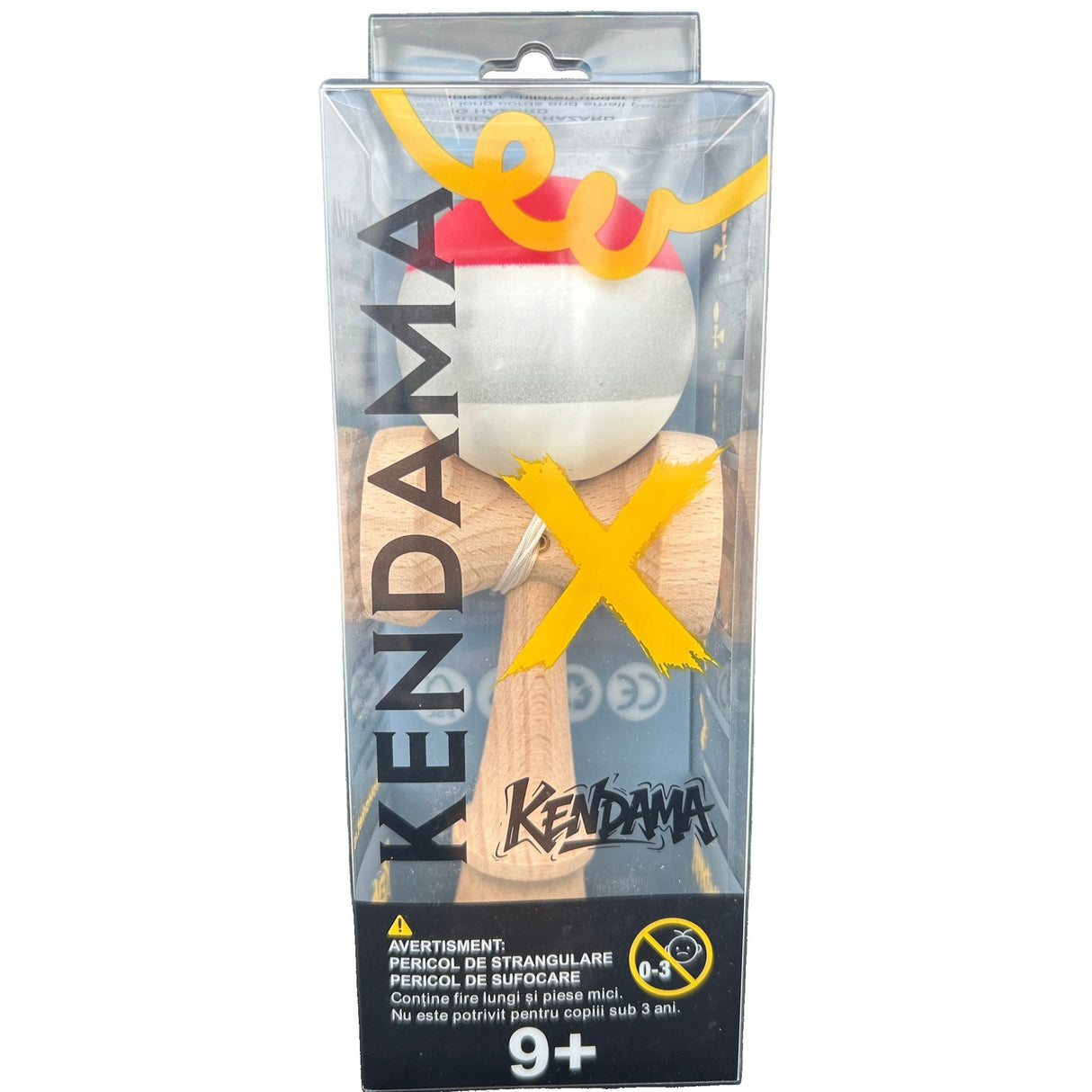 Jucarie Interactiva Kendama Profesionala, Vivimall, din Lemn, 18 x 7 x 6 cm, Joc de Indemanare pentru Copii si Adulti, Multicolor Rosu Gri Alb - vivimall.ro